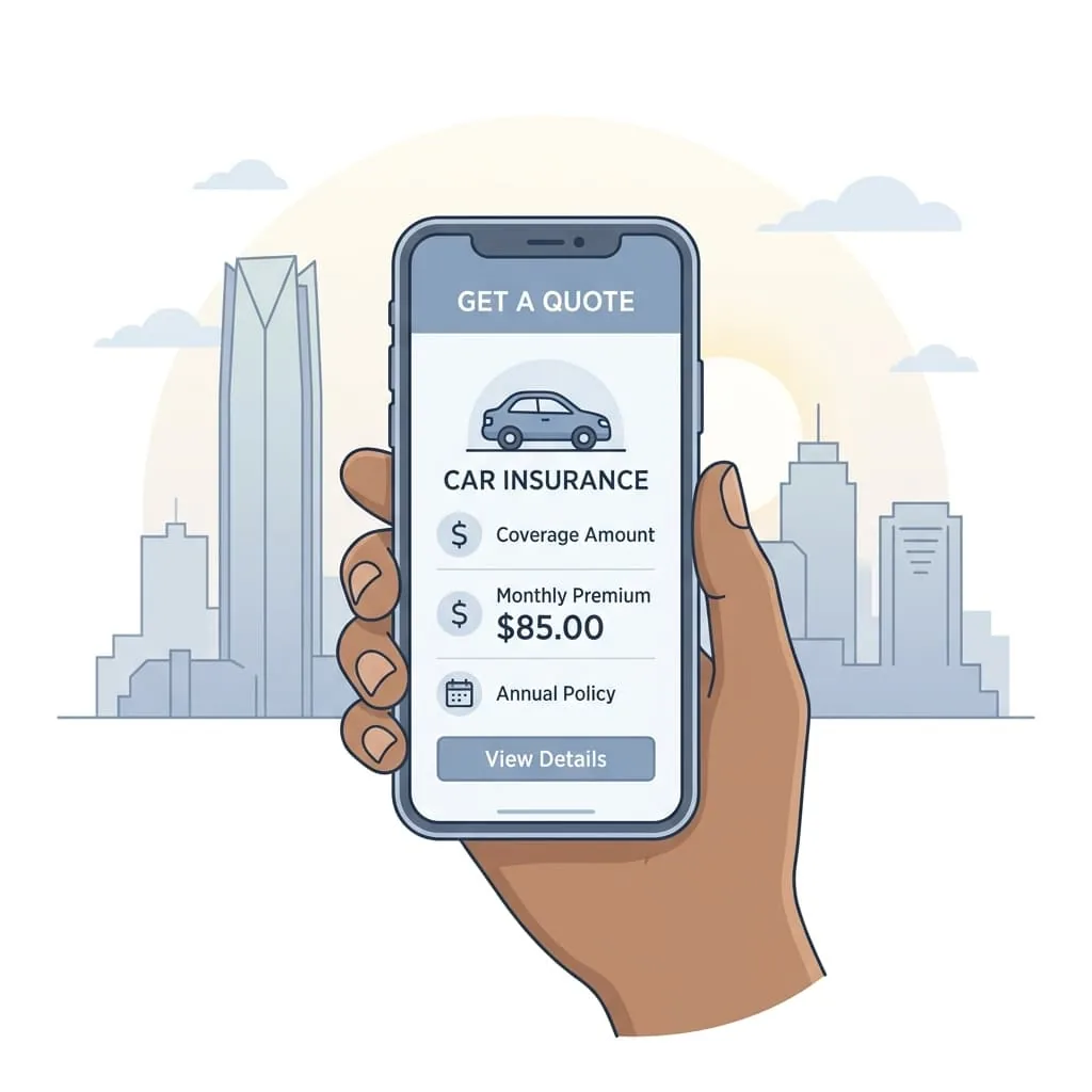 Ilustración de las tarifas y opciones de cobertura del seguro de auto en Oklahoma City